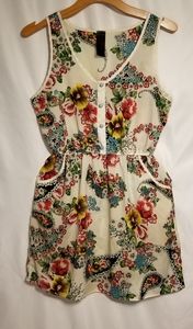 Retro floral print apron/shirt dress